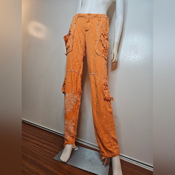 DA-NANG Orange Cargo Pants 100% Silk Size XS - Picture 15 of 16